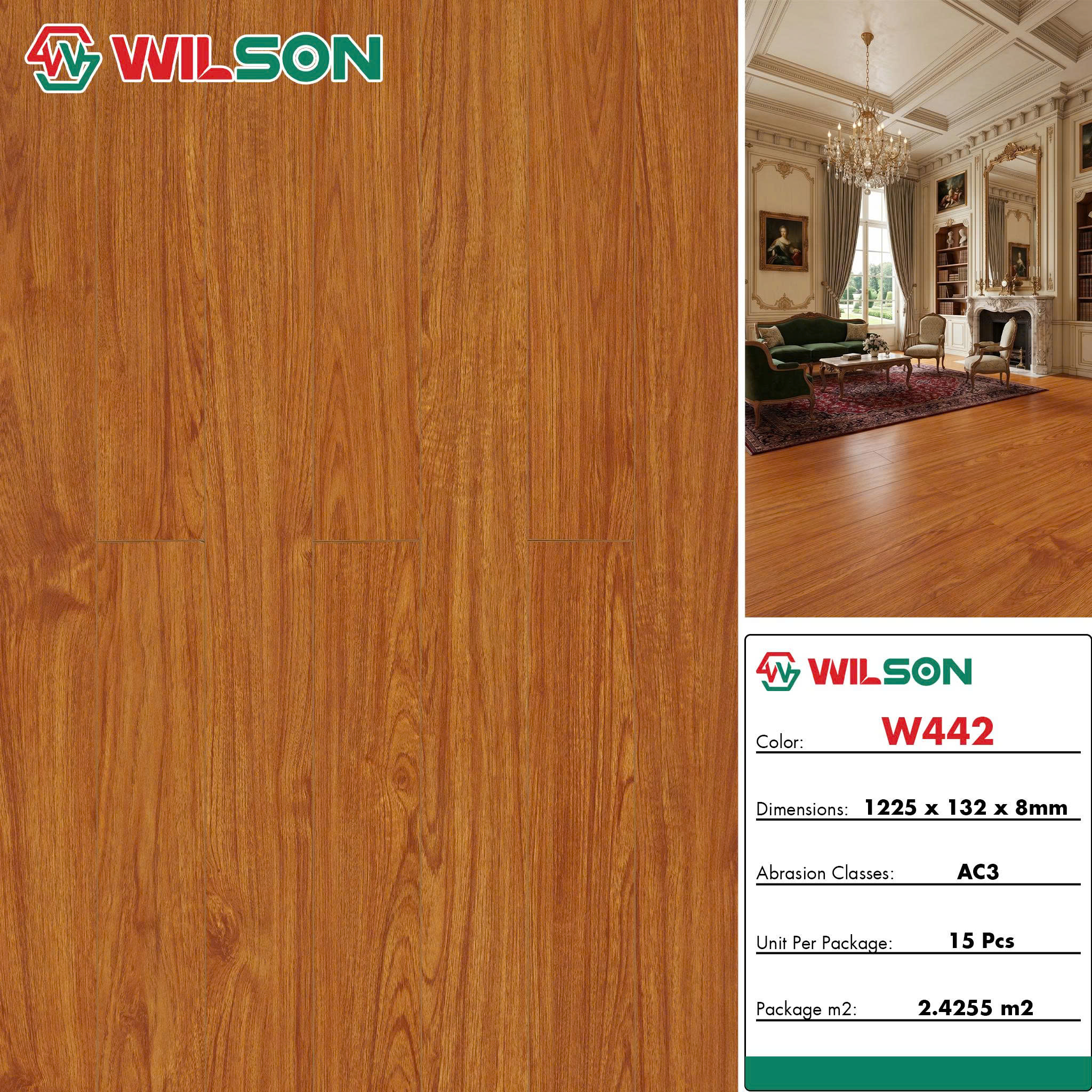 Sàn gỗ 8mm bản nhỏ W442 Sàn gỗ 8mm bản nhỏ W442