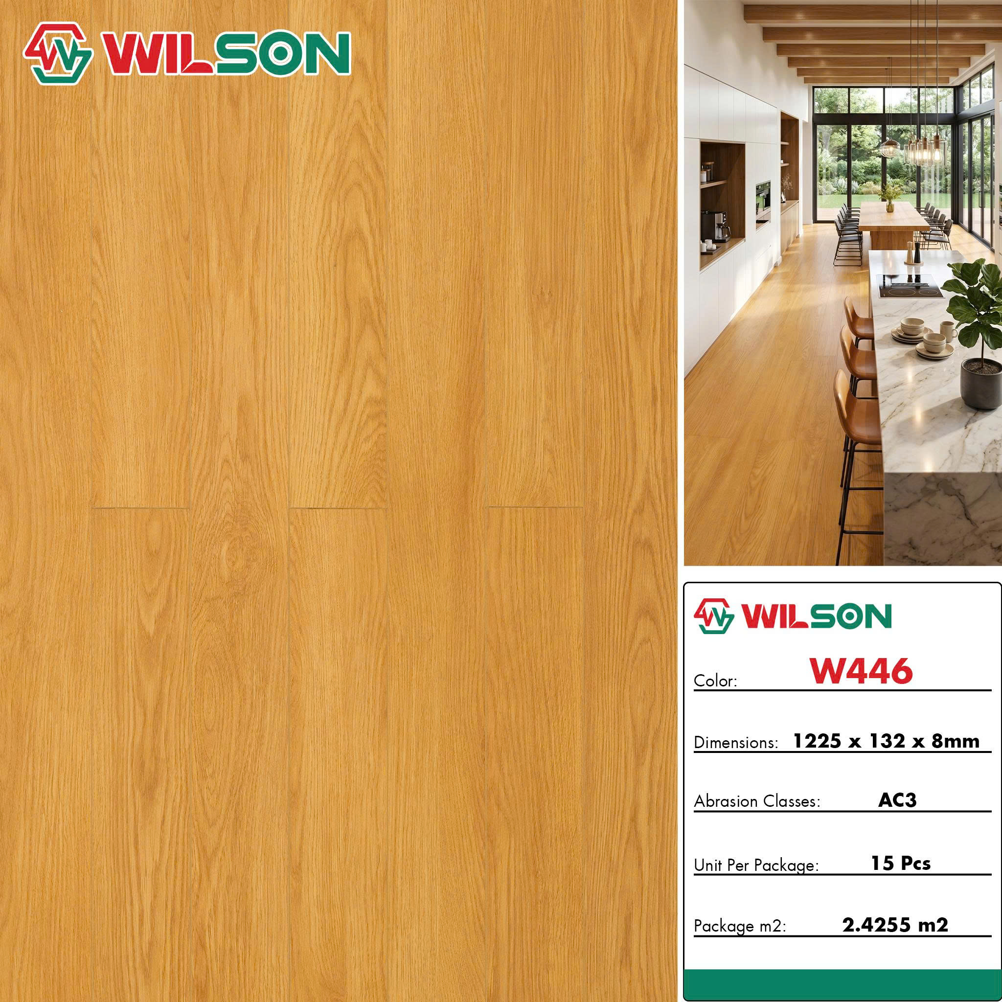 Sàn gỗ 8mm bản nhỏ W446 Sàn gỗ 8mm bản nhỏ W446