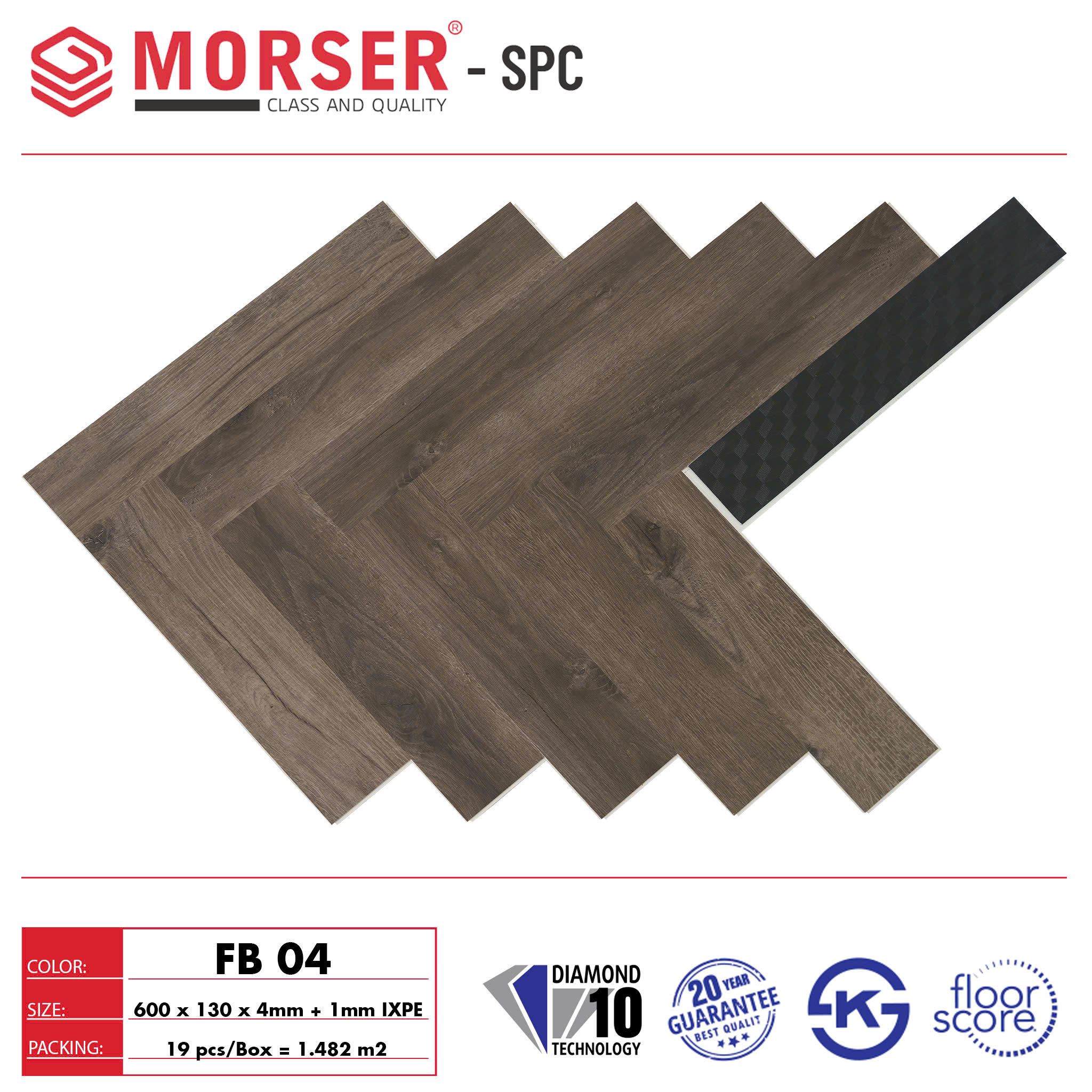 Sàn nhựa xương cá 4mm Morser FB04