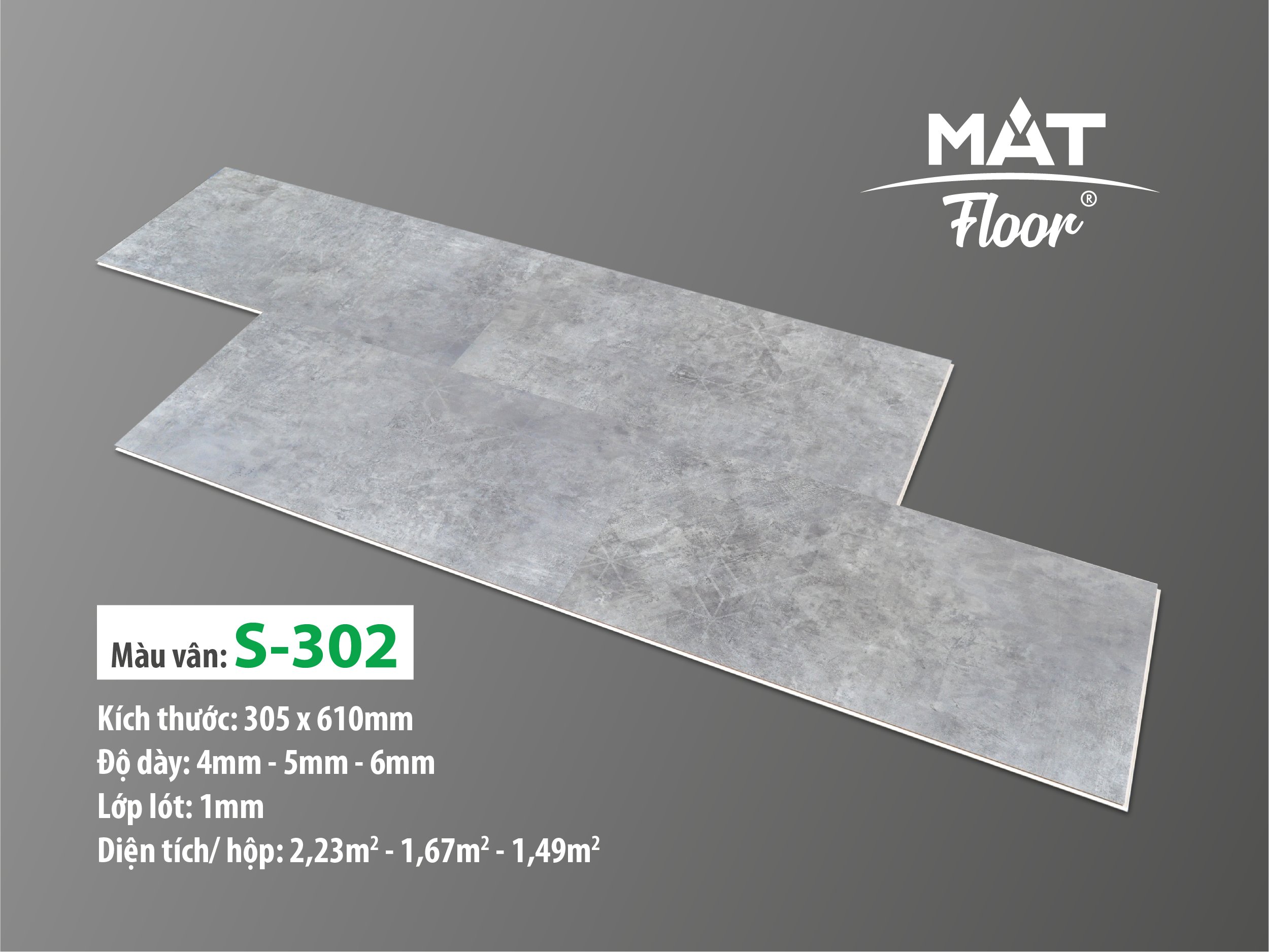 Sàn nhựa Matfloor vân đá S-302