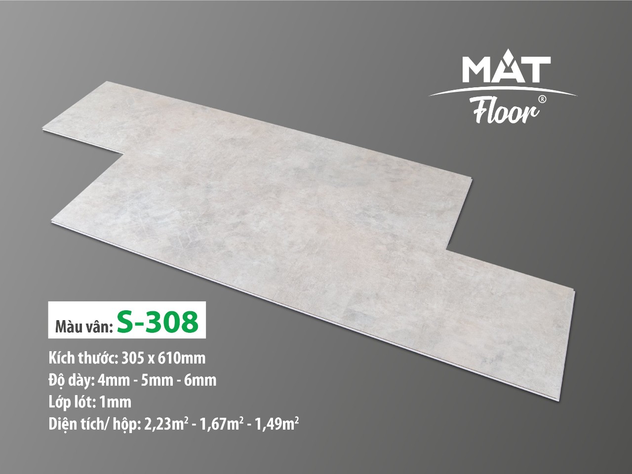 Sàn nhựa Matfloor vân đá S-308