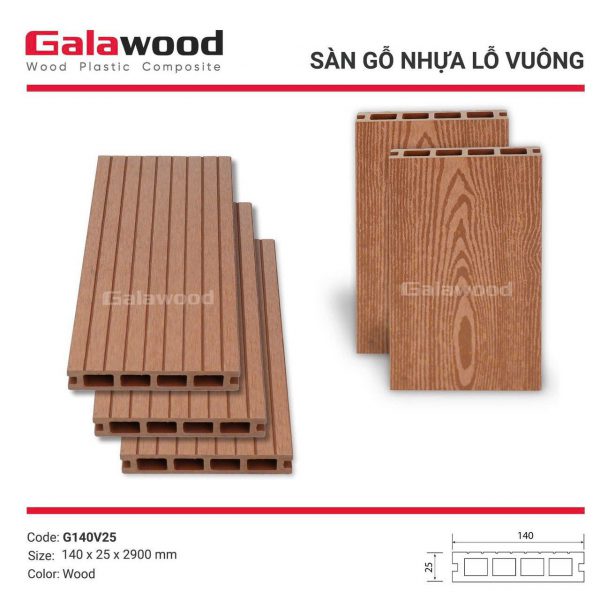 4 lỗ vuông Lagawood G140V25 wood