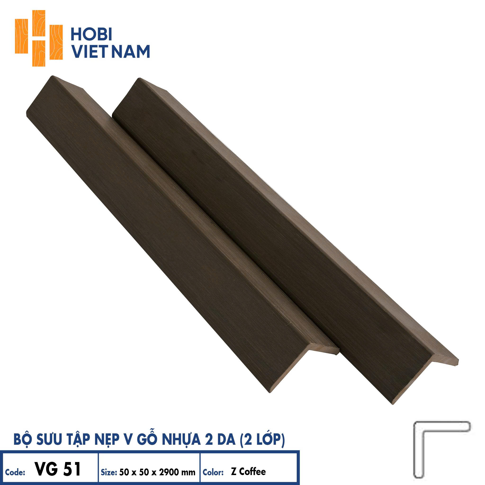 Nẹp V50 gỗ nhựa 2 da VG51