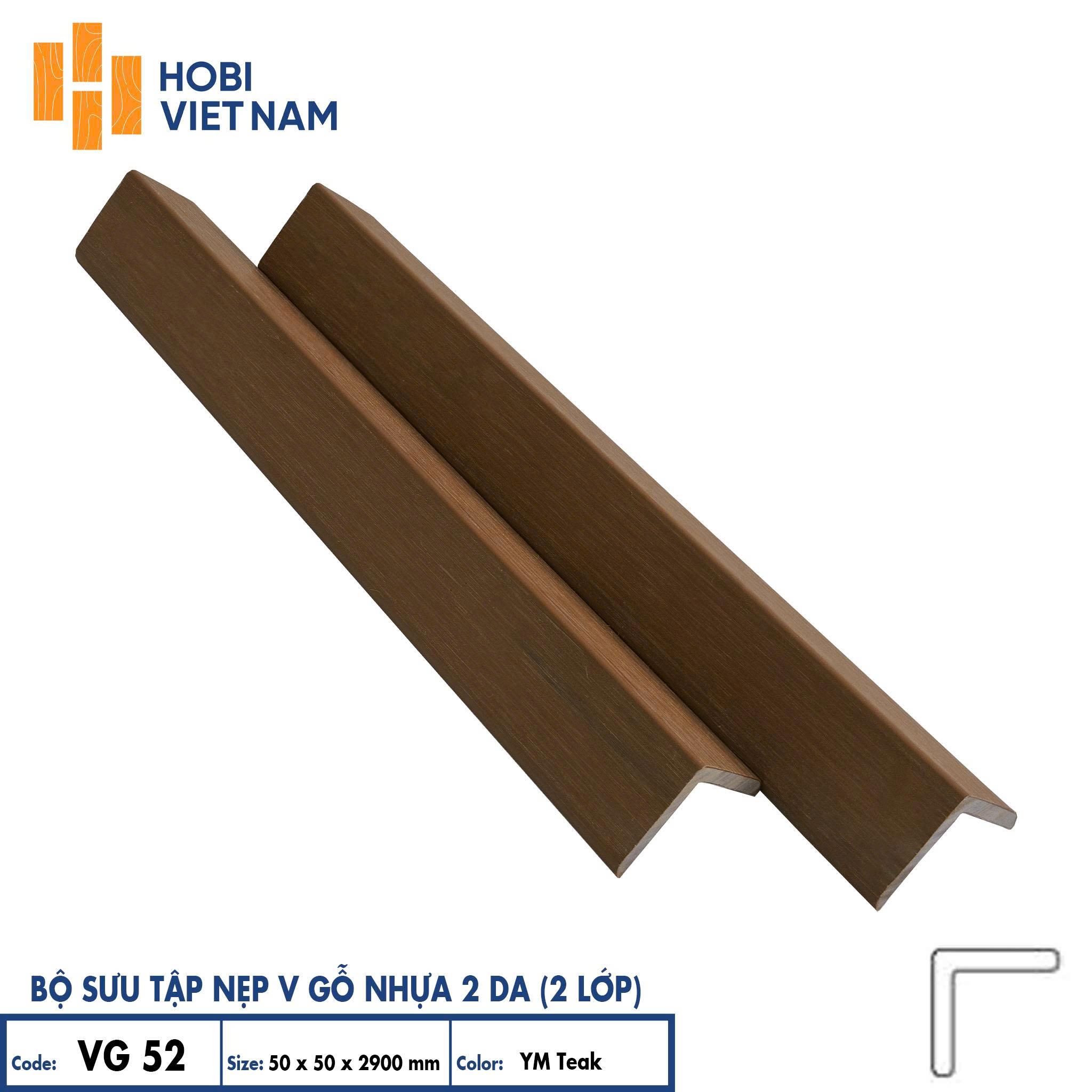 Nẹp V50 gỗ nhựa 2 da VG52