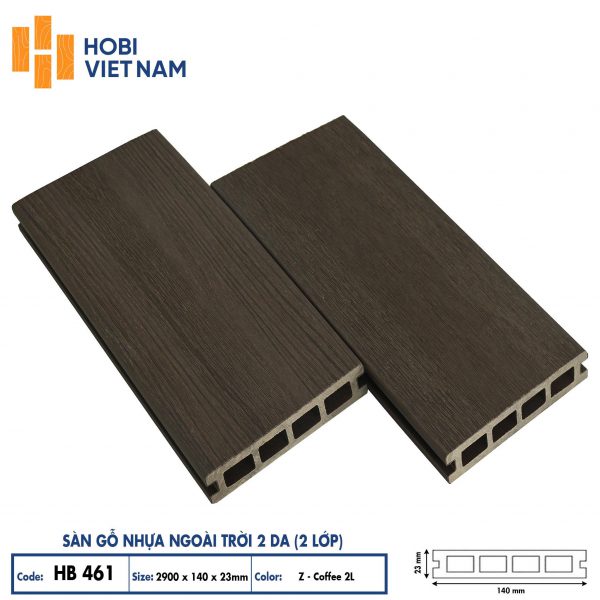 Sàn gỗ nhựa ngoài trời 2 da HB461