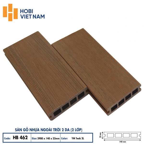 Sàn gỗ nhựa ngoài trời 2 da HB462