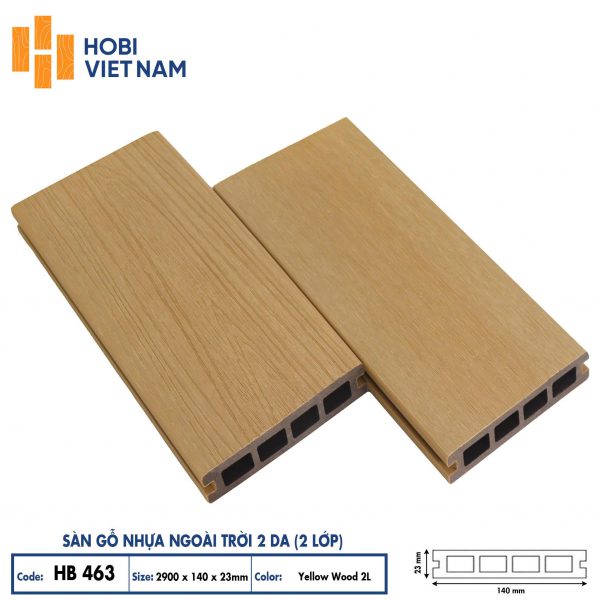 Sàn gỗ nhựa ngoài trời 2 da HB463