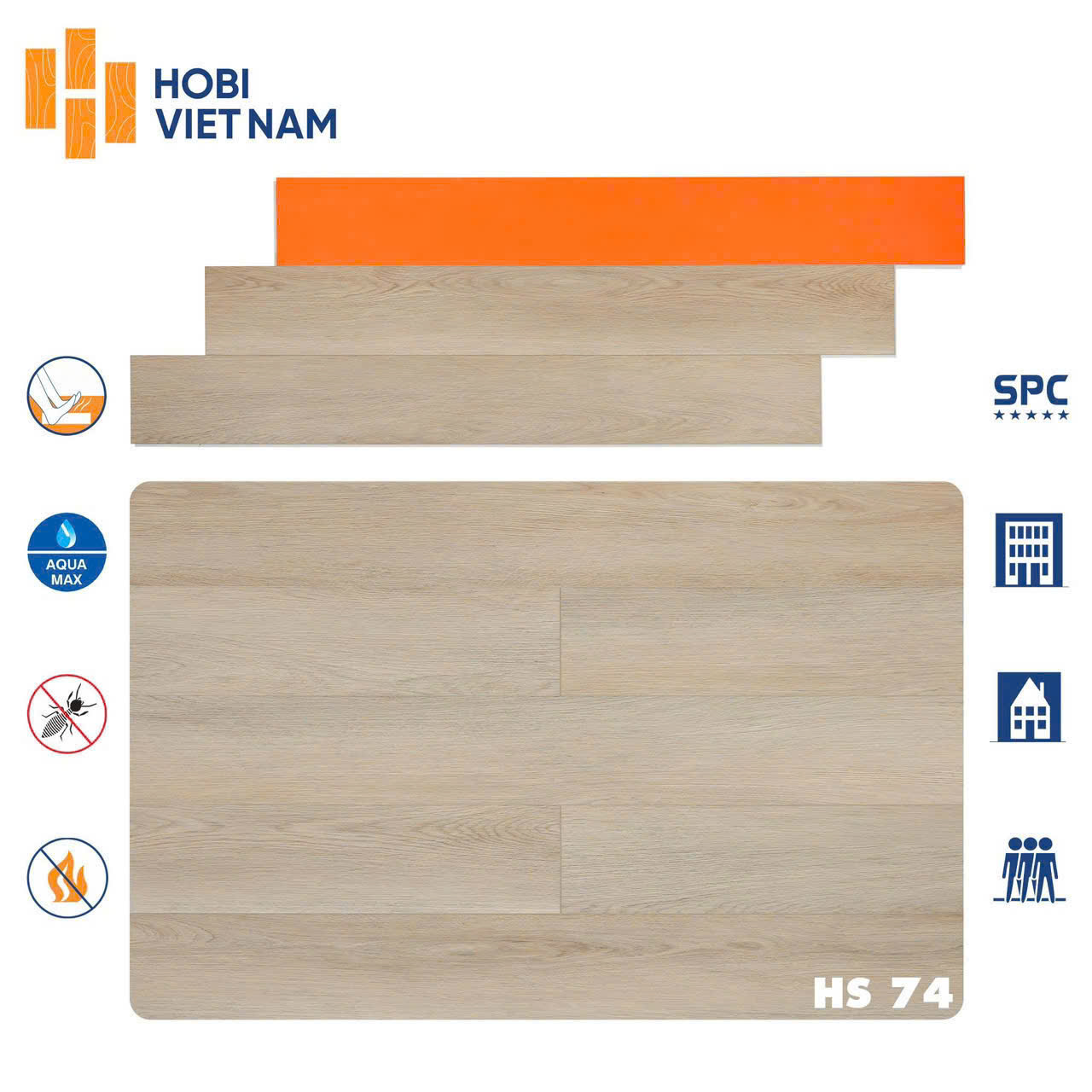 Sàn nhựa Hobi đế cao su dày 8,5mm HS74