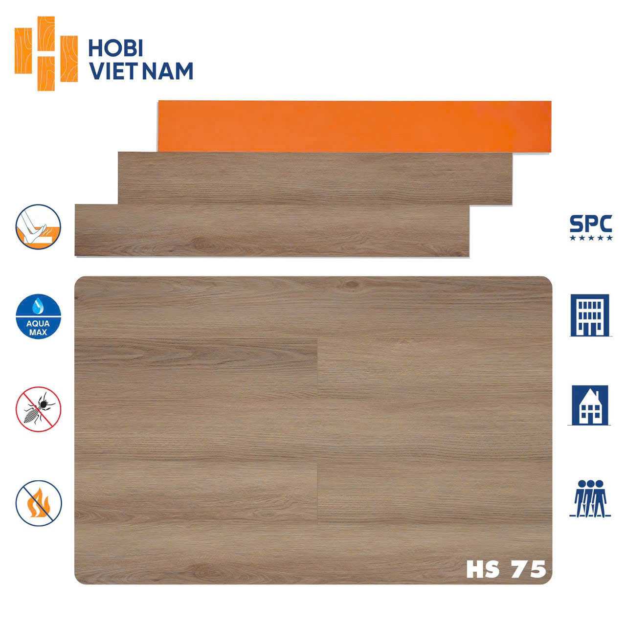 Sàn nhựa Hobi đế cao su dày 8,5mm HS75