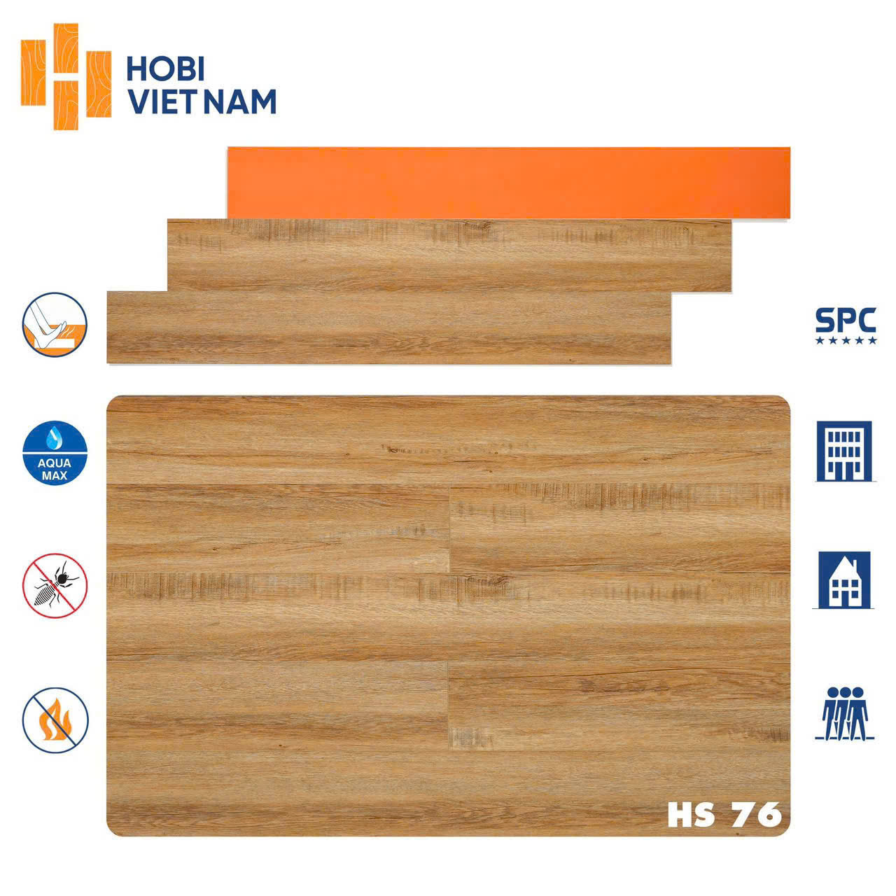 Sàn nhựa Hobi đế cao su dày 8,5mm HS76
