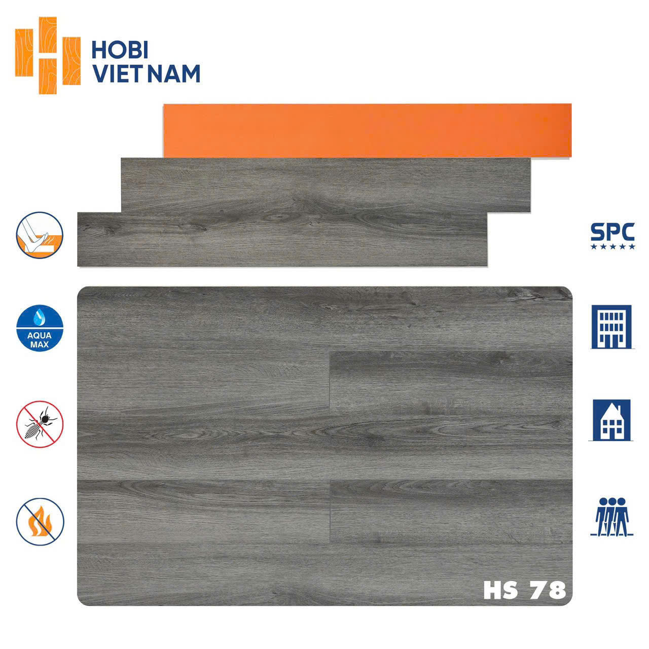 Sàn nhựa Hobi đế cao su dày 8,5mm HS78