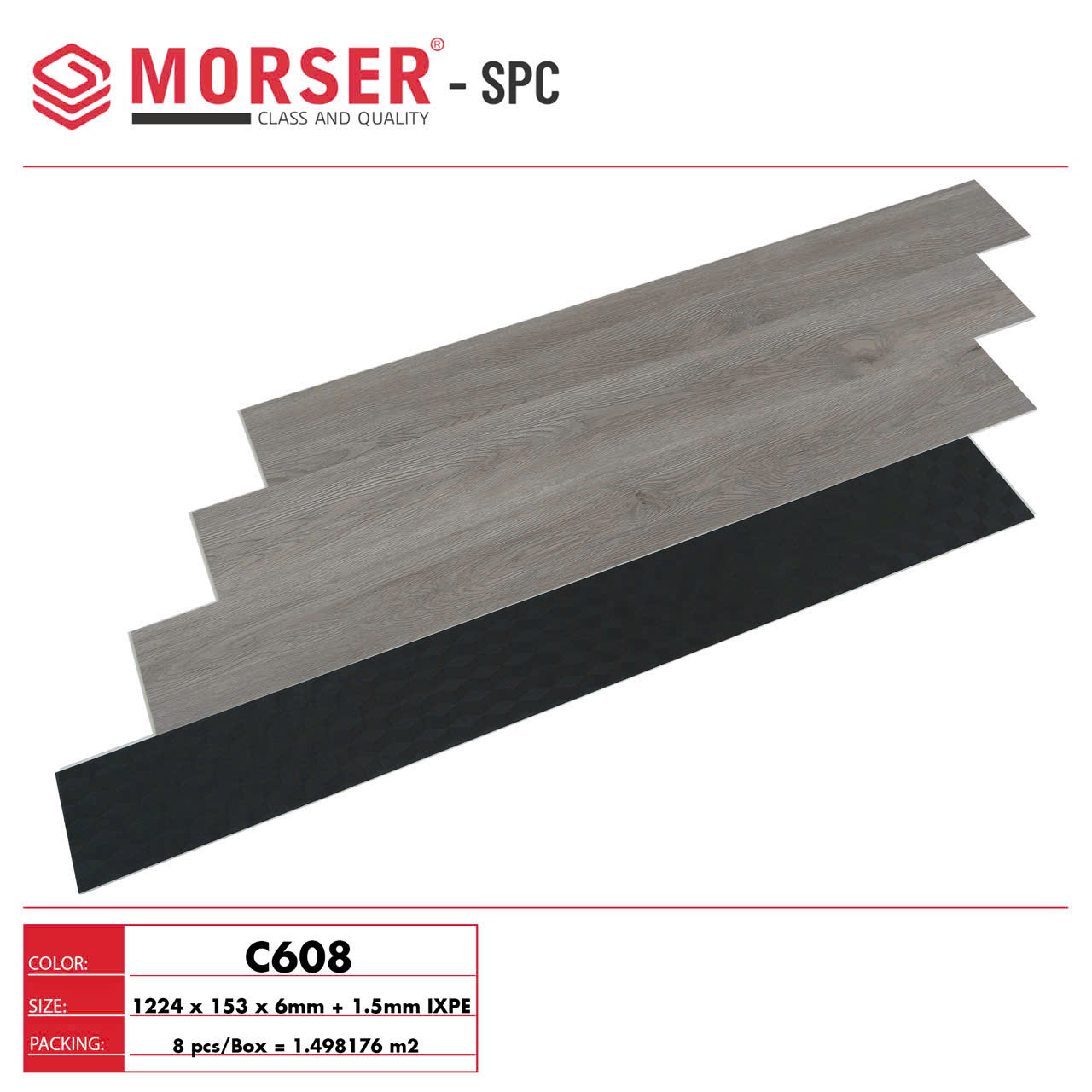 Sàn nhựa Morser lót thẳng 6mm C608
